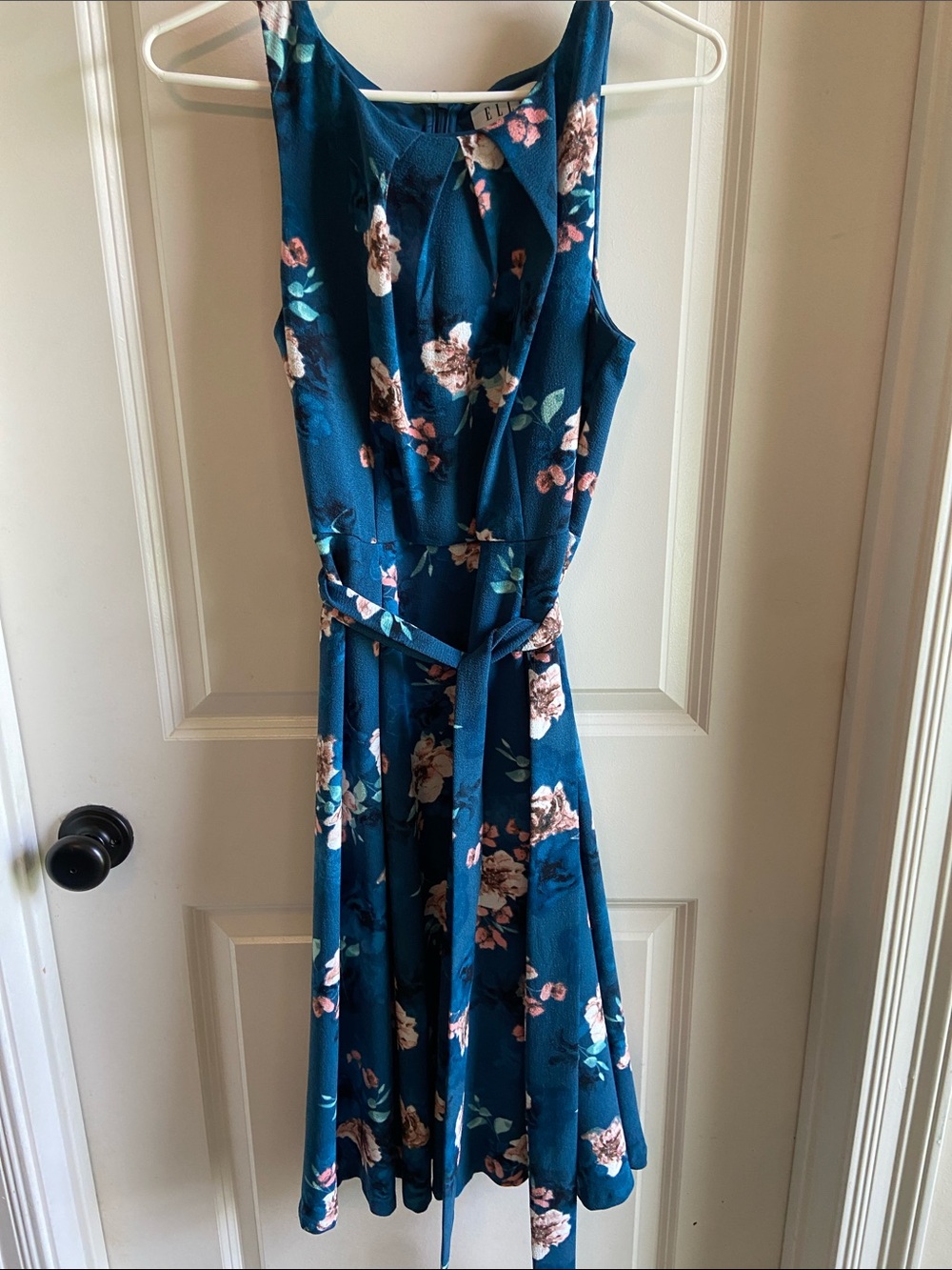 Elle Teal Floral Sleeveless Midi Dress